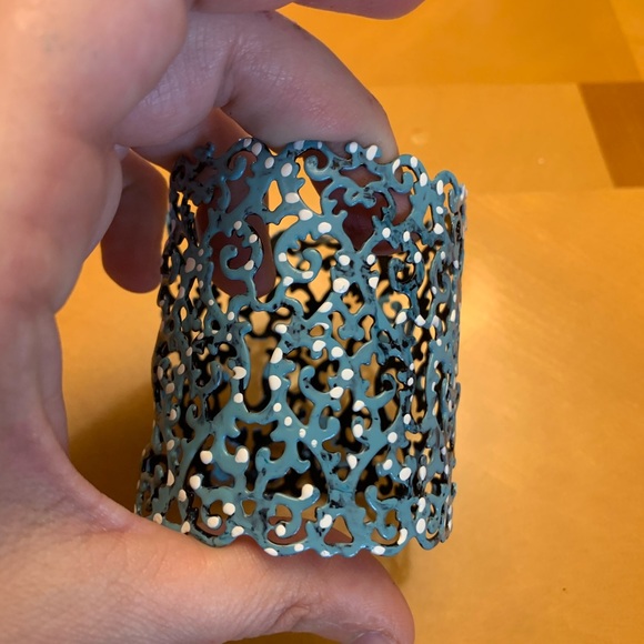 Hand painted wide cuff adjustable bracelet. - Picture 7 of 11